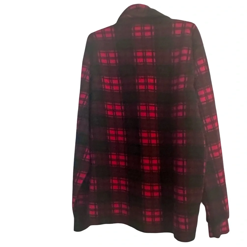 Conte of Florence Vintage Soft Red/Black Buffalo Plaid 1/4 Zip Pullover Fleece